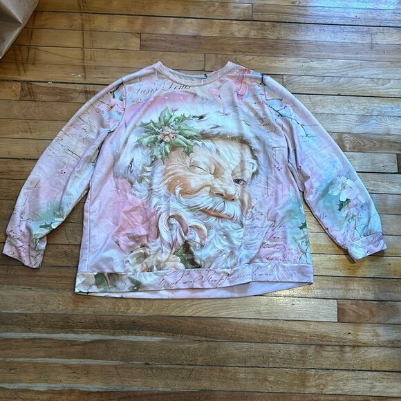 Women’s Pink Sweet Pink Holiday Santa Clause Ugly Christmas Sweatshirt 2XL - Picture 1 of 5